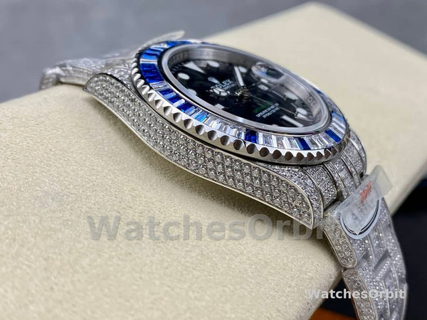 Rolex GMT Master AMG 126710BLRO 40mm With Dual Time Black Dial Diamond Watch