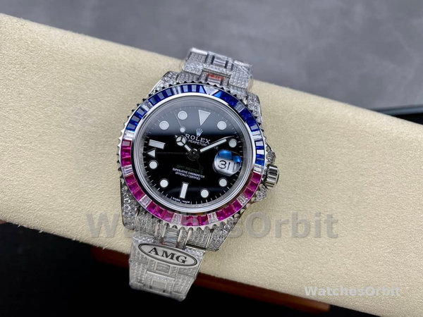Rolex GMT Master AMG 126710BLRO 40mm With Dual Time & Sapphire Mirror Diamond Watch
