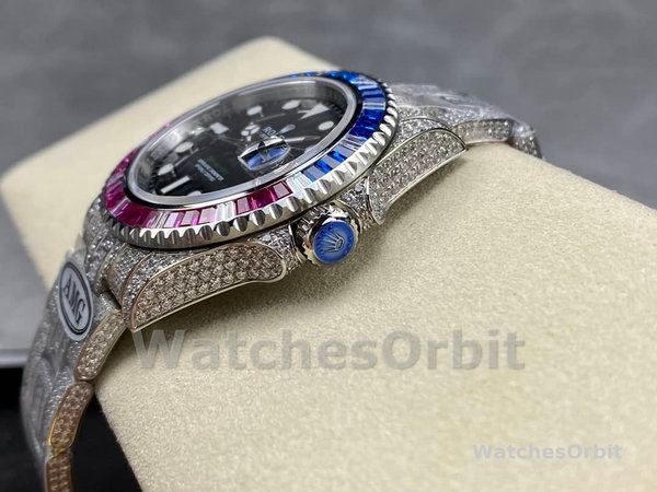 Rolex GMT Master AMG 126710BLRO 40mm With Dual Time & Sapphire Mirror Diamond Watch