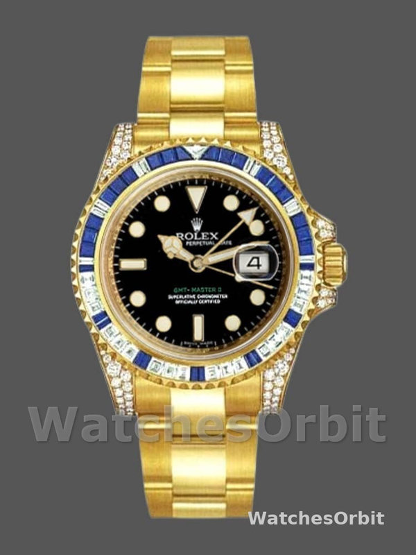 Rolex GMT-Master II 116758 Diamond Black Dial 40mm Mens Replica Watch
