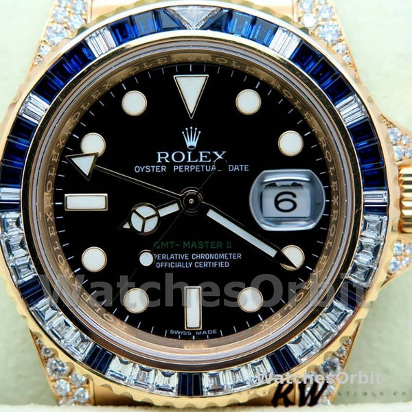 Rolex GMT-Master II 116758 Diamond Black Dial 40mm Mens Replica Watch