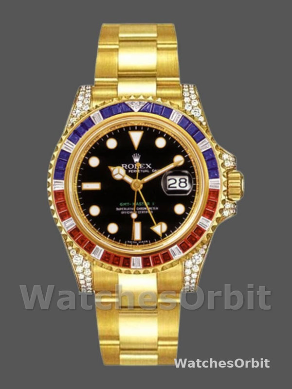 Rolex GMT-Master II 116758 Oyster Bracelet Black Dial Diamonds 40mm Mens Replica Watch