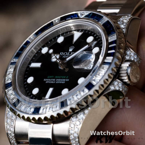 Rolex GMT Master II 116759SA Black Dial White Gold 40mm Mens Replica Watch