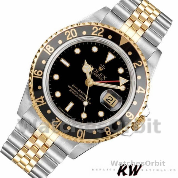 Rolex GMT-Master II 16713LN Oystersteel Yellow Gold Black Dial 40MM Mens Replica Watch