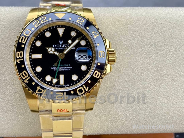 Rolex GMT Master II 40mm Black Dial 116718LN 18k Yellow Gold Men's Watch