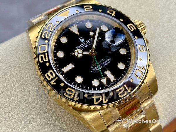 Rolex GMT Master II 40mm Black Dial 116718LN 18k Yellow Gold Men's Watch