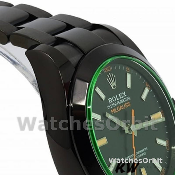 Rolex Milgauss 116400GV Green Crystal Stainless Steel/PVD Black Dial 40MM Mens Replica Watch
