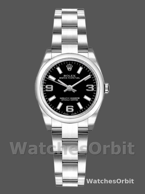 Rolex Oyster Perpetual 176200 Black Dial Stainless Steel 26MM Lady Replica Watch