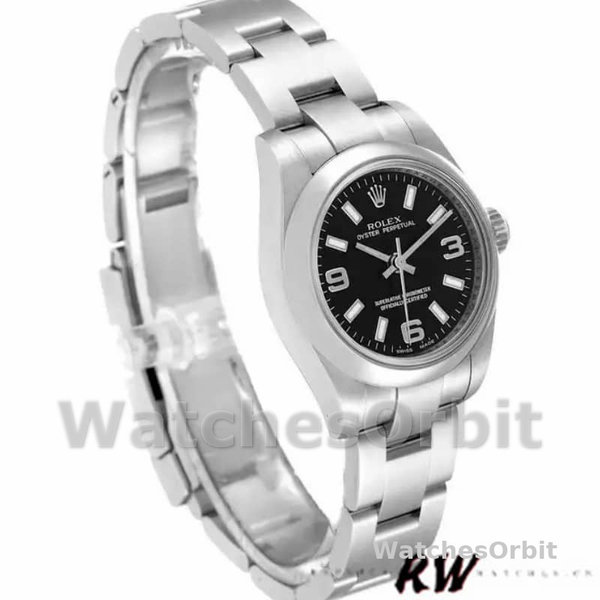 Rolex Oyster Perpetual 176200 Black Dial Stainless Steel 26MM Lady Replica Watch