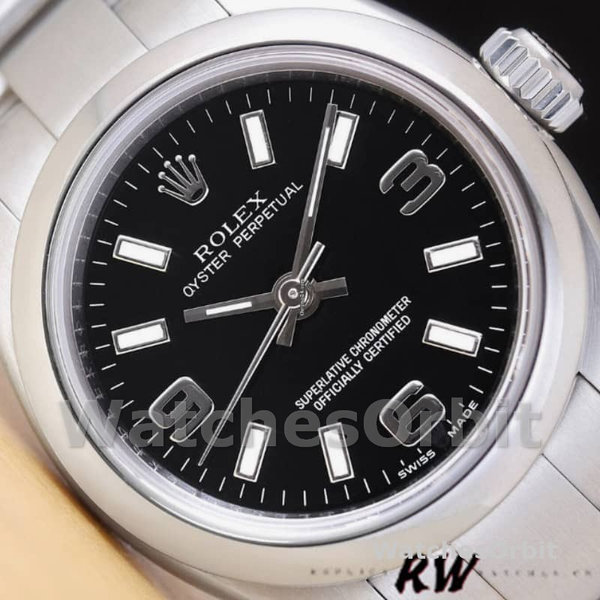 Rolex Oyster Perpetual 176200 Black Dial Stainless Steel 26MM Lady Replica Watch