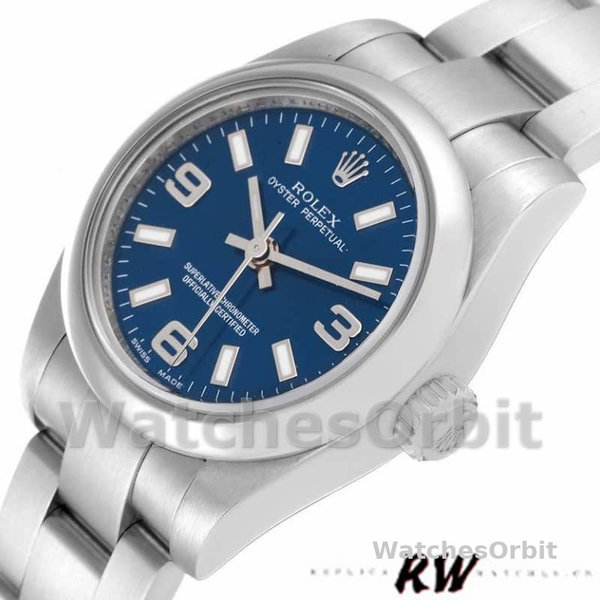 Rolex Oyster Perpetual 176200 Blue Dial Domed Bezel 26mm Lady Replica Watch