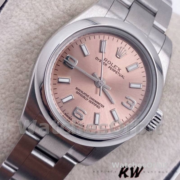 Rolex Oyster Perpetual 176200 Pink Dial Domed Bezel 26MM Lady Replica Watch