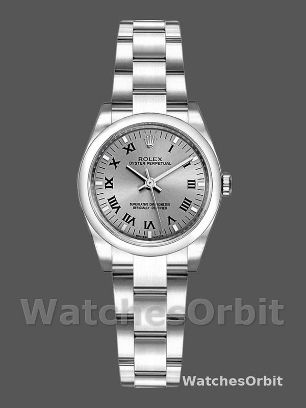 Rolex Oyster Perpetual 176200 Rhodium Grey Roman Numeral Dial 26mm Lady Replica Watch