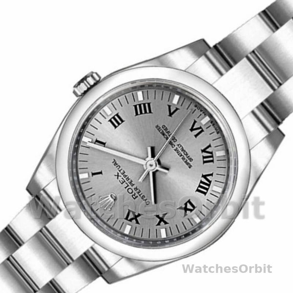 Rolex Oyster Perpetual 176200 Rhodium Grey Roman Numeral Dial 26mm Lady Replica Watch