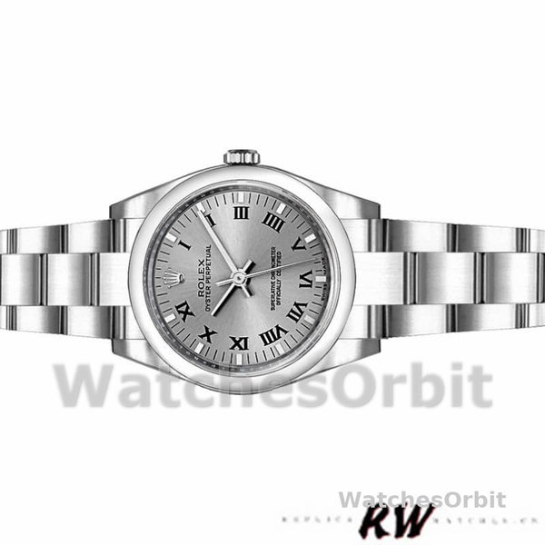 Rolex Oyster Perpetual 176200 Rhodium Grey Roman Numeral Dial 26mm Lady Replica Watch