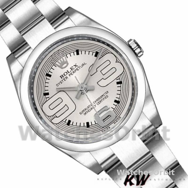 Rolex Oyster Perpetual 176200 Silver Arabic Dial Oyster Bracelet 26mm Lady Replica Watch