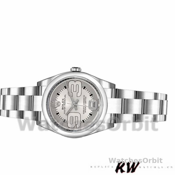 Rolex Oyster Perpetual 176200 Silver Arabic Dial Oyster Bracelet 26mm Lady Replica Watch