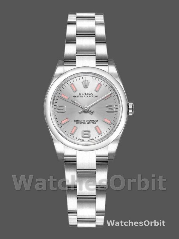 Rolex Oyster Perpetual 176200 Silver Dial Pink Luminous Markers 26MM Lady Replica Watch