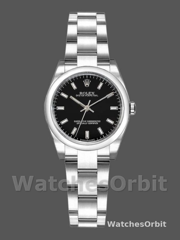 Rolex Oyster Perpetual 176200 Stainless Steel Black Index Dial 26MM Lady Replica Watch