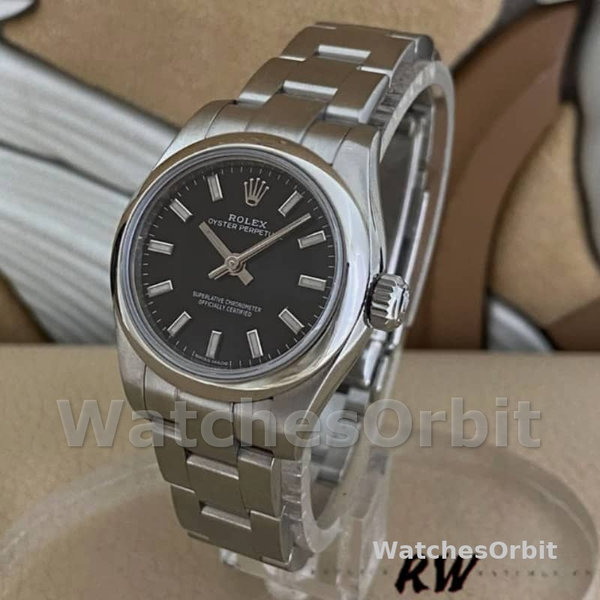 Rolex Oyster Perpetual 176200 Stainless Steel Black Index Dial 26MM Lady Replica Watch