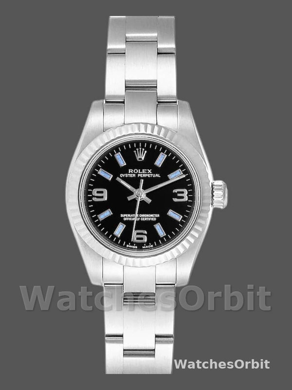 Rolex Oyster Perpetual 176234 Black Dial Blue Baton 26MM Lady Replica Watch