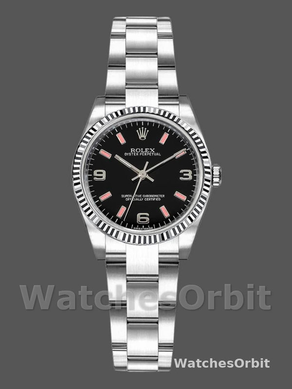 Rolex Oyster Perpetual 176234 Black Dial Fluted Bezel 26MM Lady Replica Watch