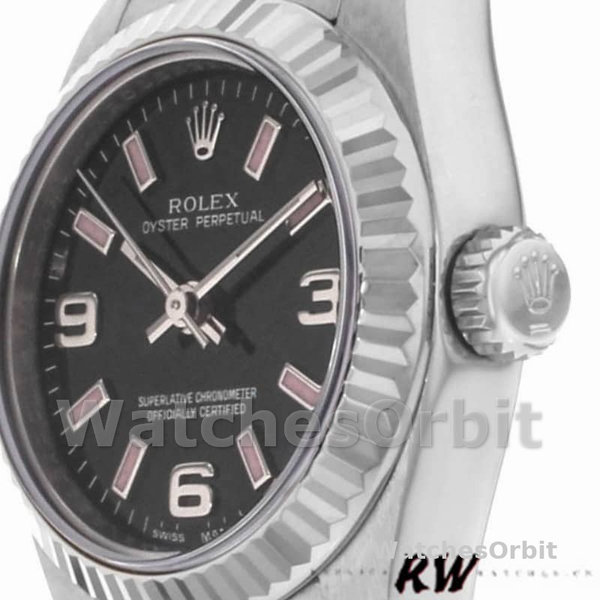 Rolex Oyster Perpetual 176234 Black Dial Fluted Bezel 26MM Lady Replica Watch