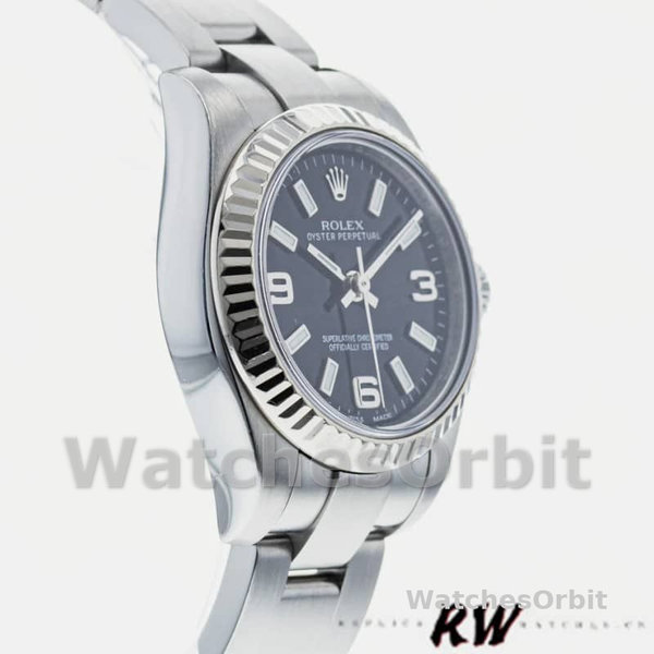 Rolex Oyster Perpetual 176234 Fluted Bezel Black Arabic Dial 26MM Lady Replica Watch