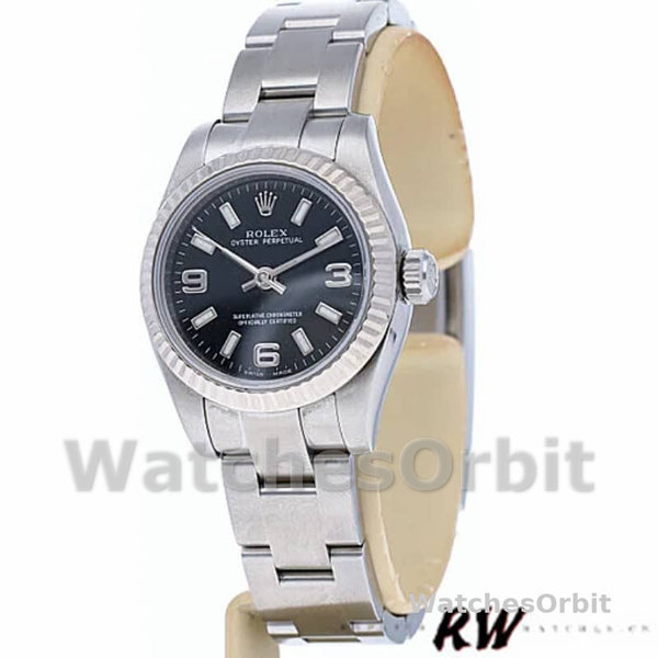 Rolex Oyster Perpetual 176234 Fluted Bezel Black Arabic Dial 26MM Lady Replica Watch
