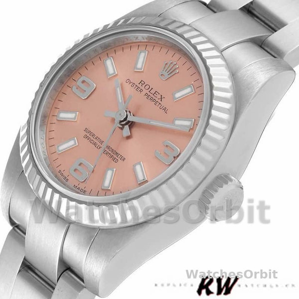 Rolex Oyster Perpetual 176234 Fluted Bezel Pink Dial 26MM Lady Replica Watch