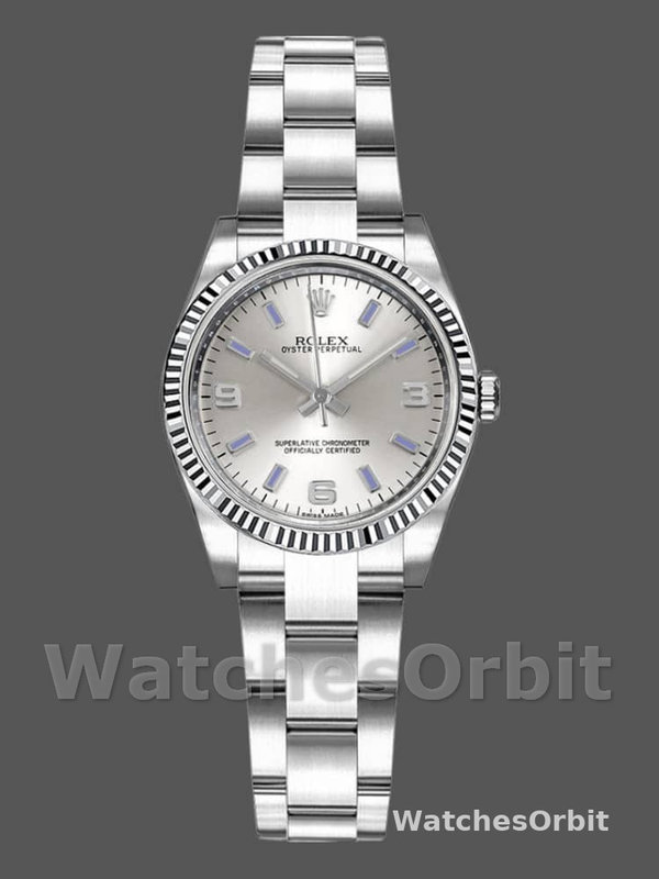 Rolex Oyster Perpetual 176234 Silver Dial Blue Baton 26MM Lady Replica Watch