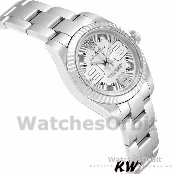 Rolex Oyster Perpetual 176234 Silver Maxi Arabic Dial 26mm Lady Replica Watch