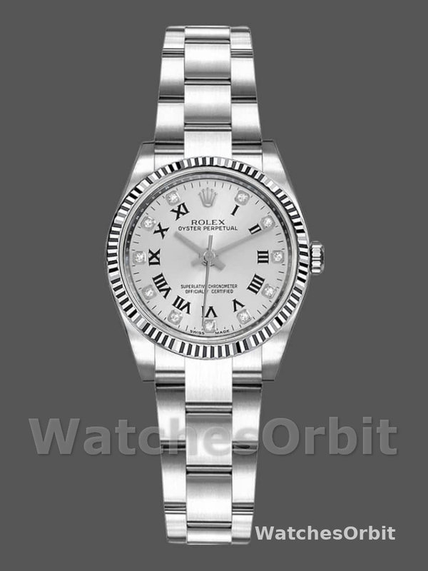 Rolex Oyster Perpetual 176234 Silver Roman Diamond Dial 26MM Lady Replica Watch