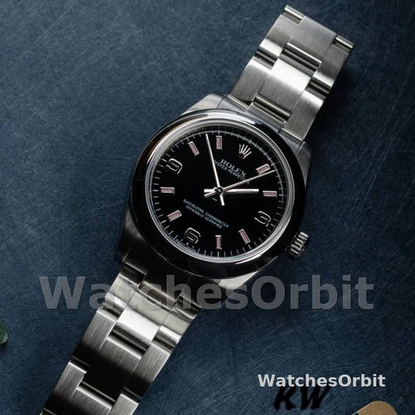 Rolex Oyster Perpetual 177200 Black Dial Pink Baton 31mm Lady Replica Watch