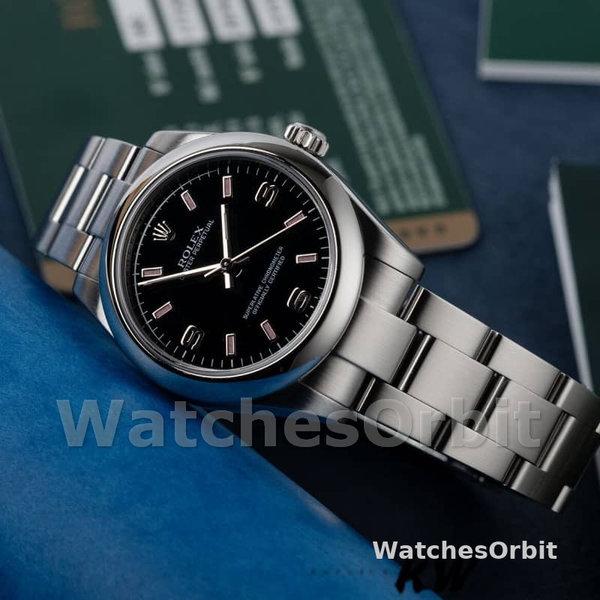 Rolex Oyster Perpetual 177200 Black Dial Pink Baton 31mm Lady Replica Watch