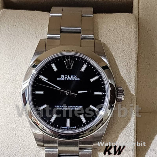 Rolex Oyster Perpetual 177200 Black Index Dial Domed Bezel 31mm Lady Replica Watch