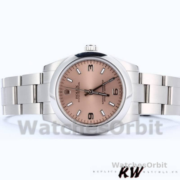 Rolex Oyster Perpetual 177200 Pink Dial Domed Bezel 31mm Lady Replica Watch