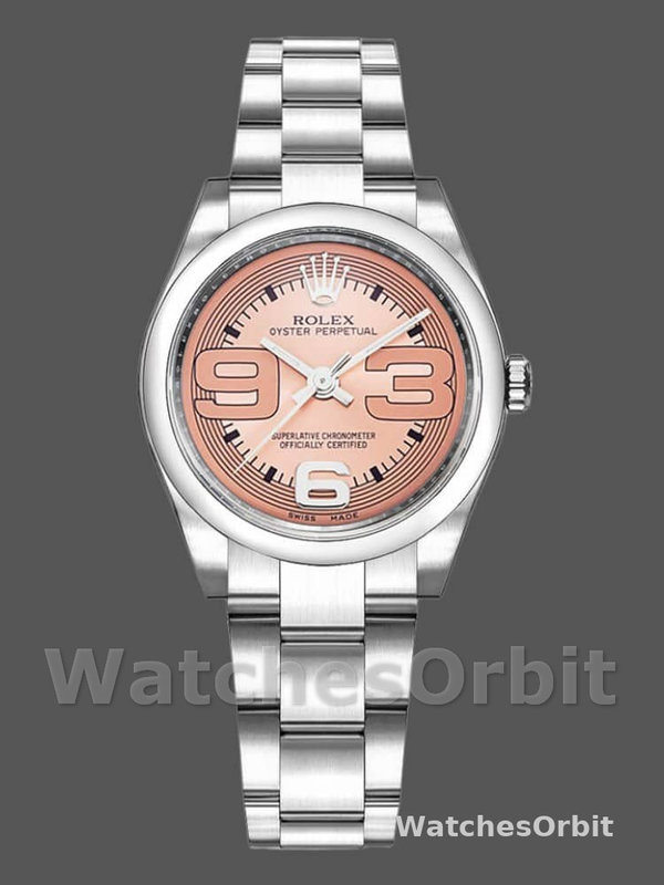 Rolex Oyster Perpetual 177200 Pink Maxi Arabic Dial Domed Bezel 31mm Lady Replica Watch