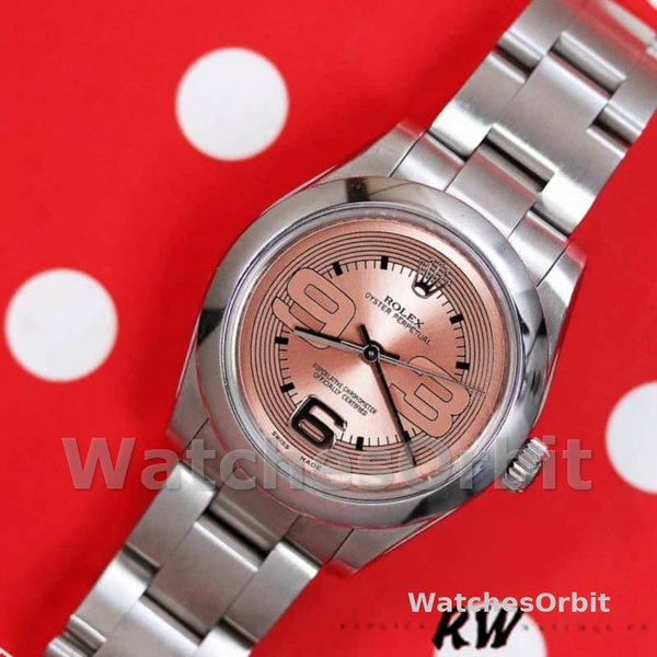 Rolex Oyster Perpetual 177200 Pink Maxi Arabic Dial Domed Bezel 31mm Lady Replica Watch