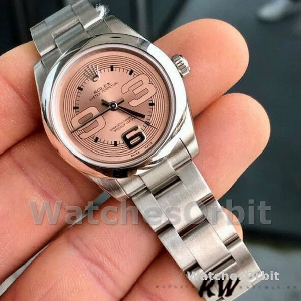 Rolex Oyster Perpetual 177200 Pink Maxi Arabic Dial Domed Bezel 31mm Lady Replica Watch