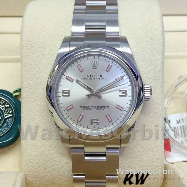 Rolex Oyster Perpetual 177200 Silver Dial Pink Markers 31mm Lady Replica Watch