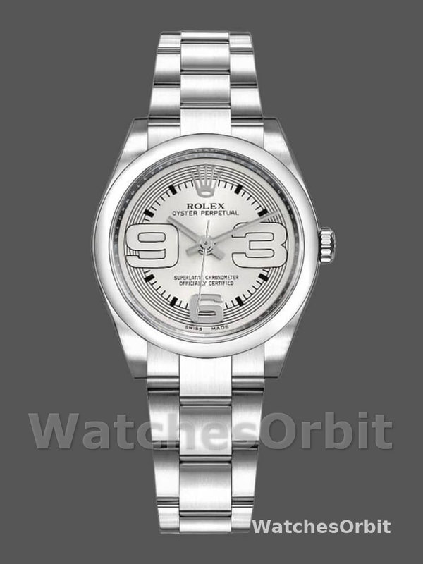 Rolex Oyster Perpetual 177200 Silver Maxi Arabic Dial 31mm Lady Replica Watch