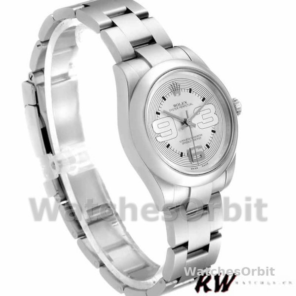 Rolex Oyster Perpetual 177200 Silver Maxi Arabic Dial 31mm Lady Replica Watch