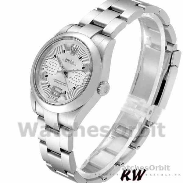 Rolex Oyster Perpetual 177200 Silver Maxi Arabic Dial 31mm Lady Replica Watch