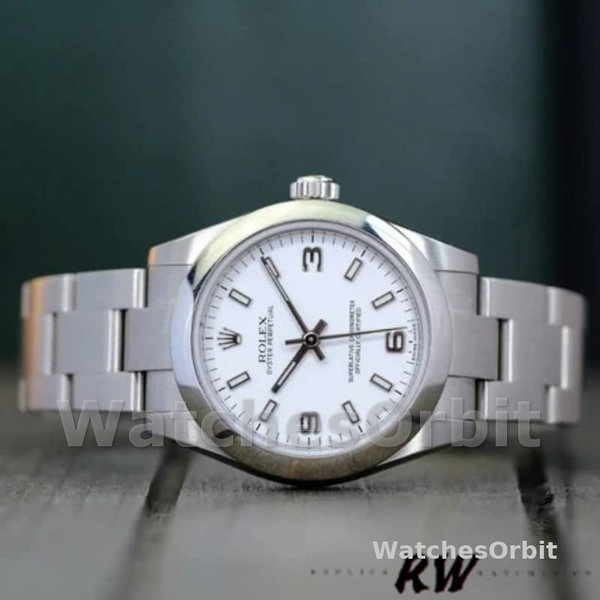 Rolex Oyster Perpetual 177200 White Arabic Dial Oyster Bracelet 31mm Lady Replica Watch