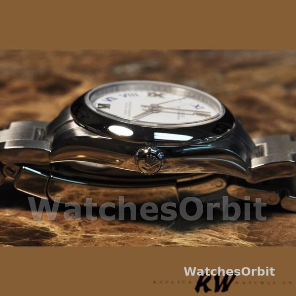 Rolex Oyster Perpetual 177200 White Dial Blue Roman Oyster Bracelet 31mm Lady Replica Watch