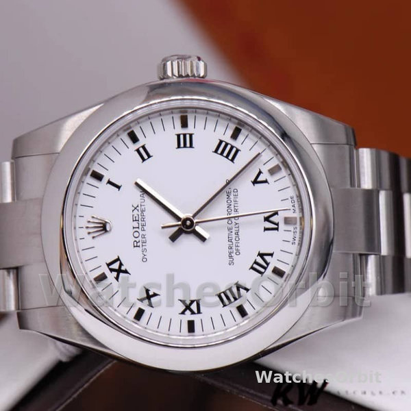 Rolex Oyster Perpetual 177200 White Roman Dial Oyster Bracelet 31mm Lady Replica Watch