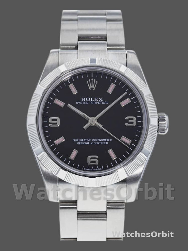 Rolex Oyster Perpetual 177210 Black Dial Pink Baton 31mm Lady Replica Watch