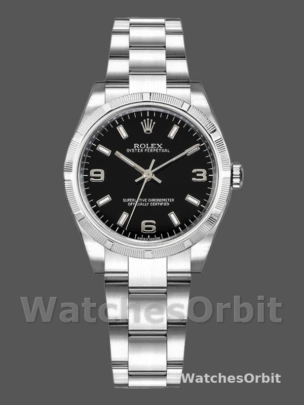 Rolex Oyster Perpetual 177210 Black Dial Stainless Steel 31mm Lady Replica Watch