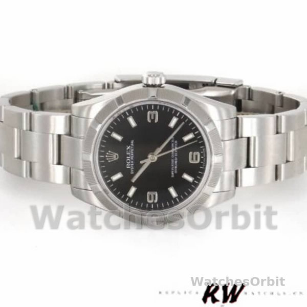 Rolex Oyster Perpetual 177210 Black Dial Stainless Steel 31mm Lady Replica Watch